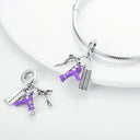 Silver Plated Purple Charm Flower