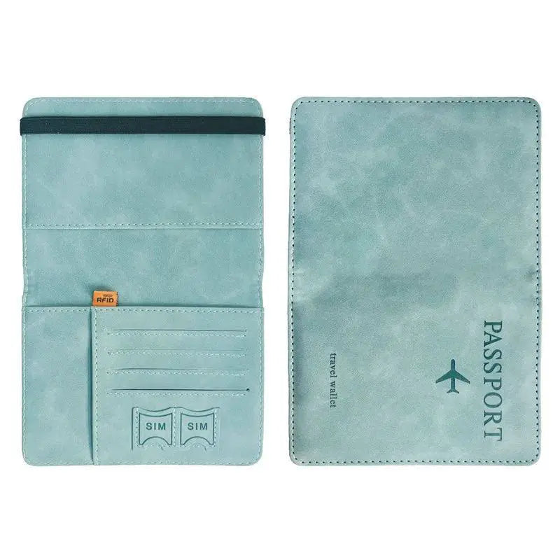 Vintage RFID Passport Holder PU Leather Travel Wallet