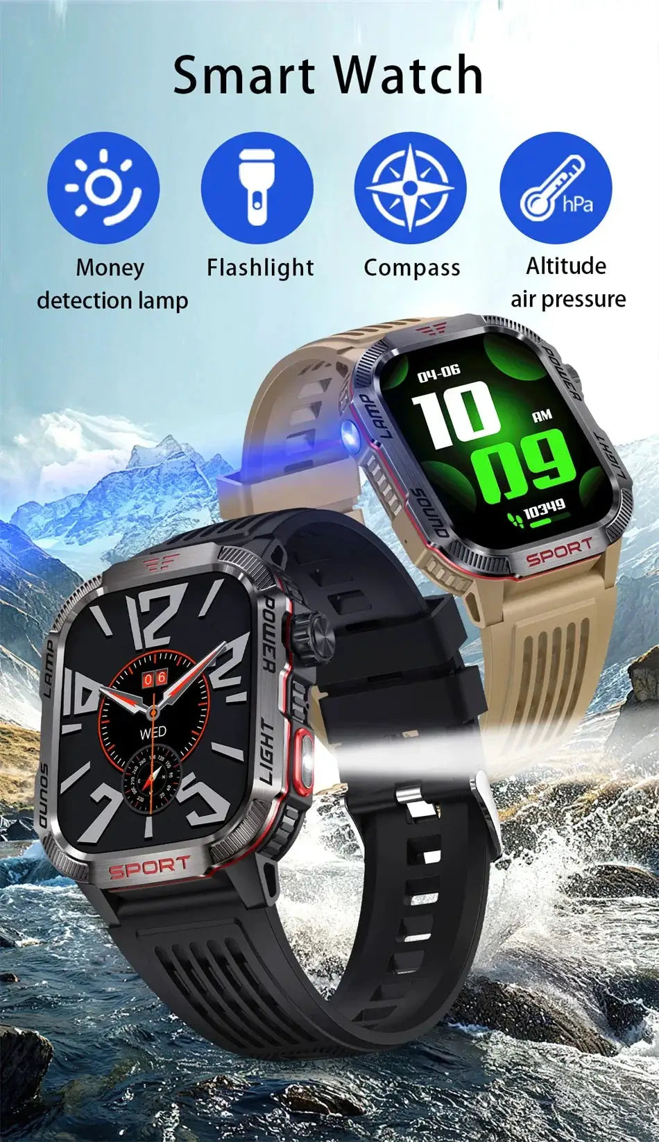 Rugged Military GPS Smart Watch For Men With Bluetooth Call - OurLum.com