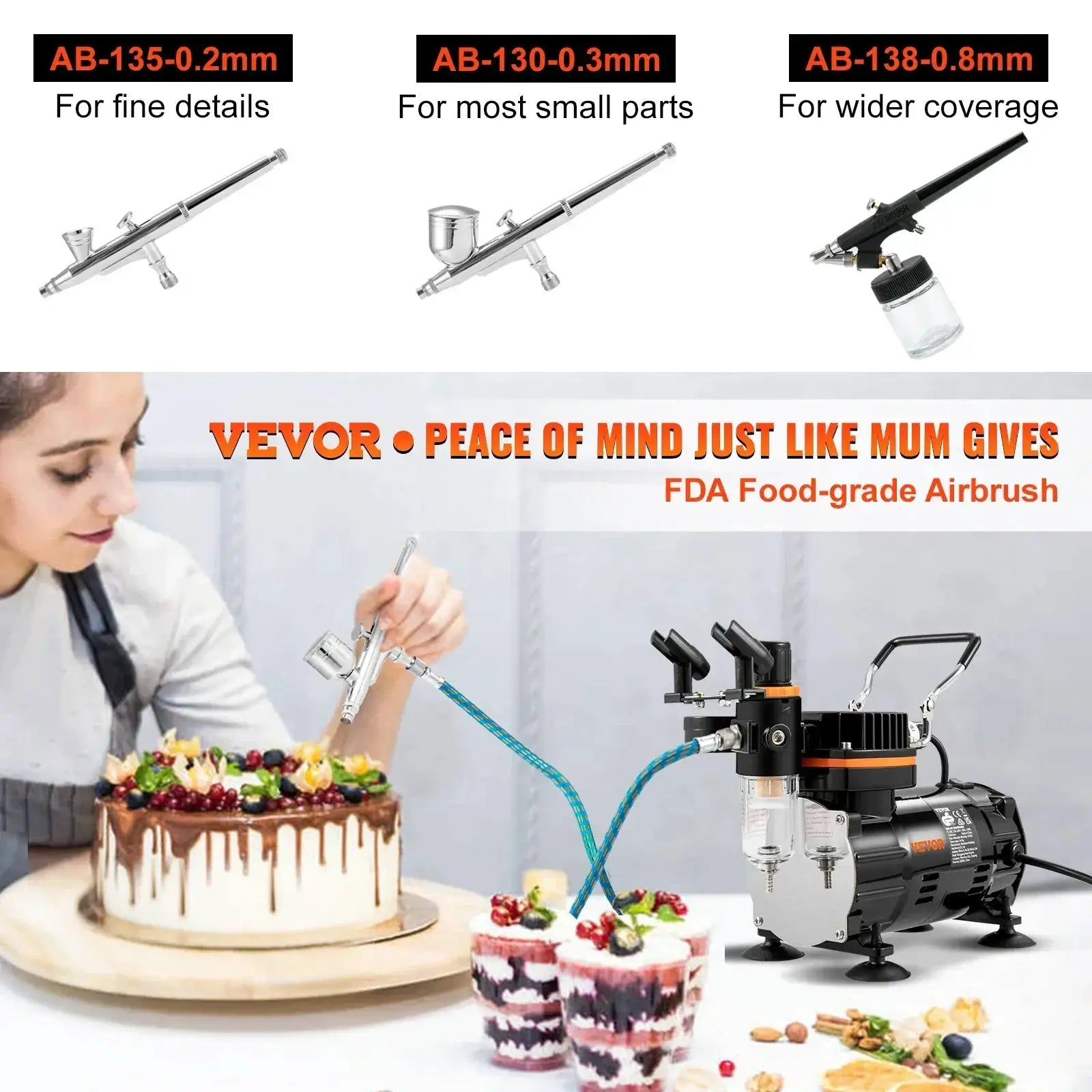 VEVOR Professional Dual Action Airbrush Kit 120W for Artists