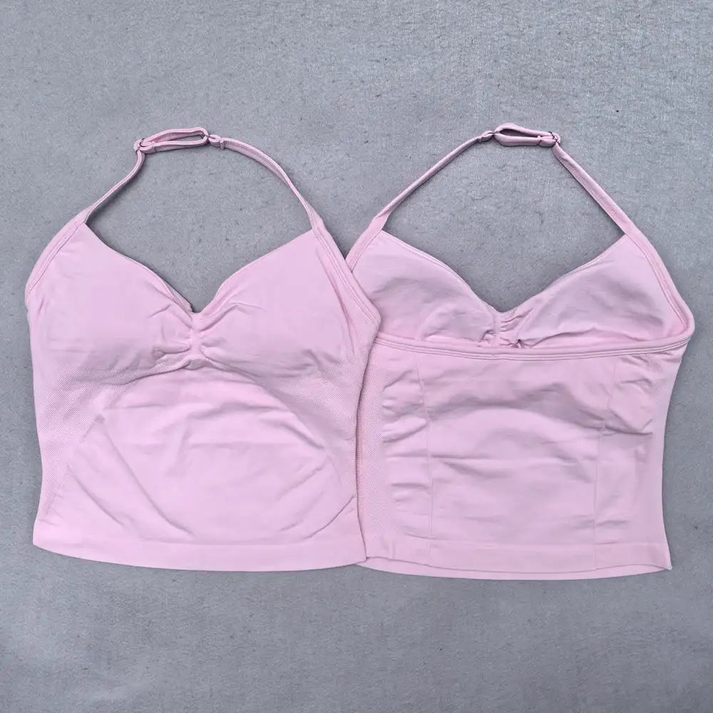 2 Pieces Yoga Set Women Backless Halter Tops High Waist Seamless Shorts Gym Suit Fitness Clothes Sportswear Workout Sets