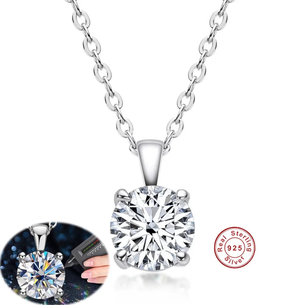Moissanite Pendant Necklace in Sterling Silver — product view 3