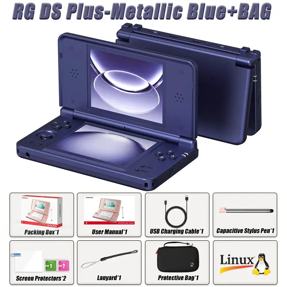 Anbernic RG DS Plus Retro Handheld Game Console Dual Screen 4.3 Inch IPS RK3568 Linux 1GB RAM 16GB TF WiFi Bluetooth 4000mAh