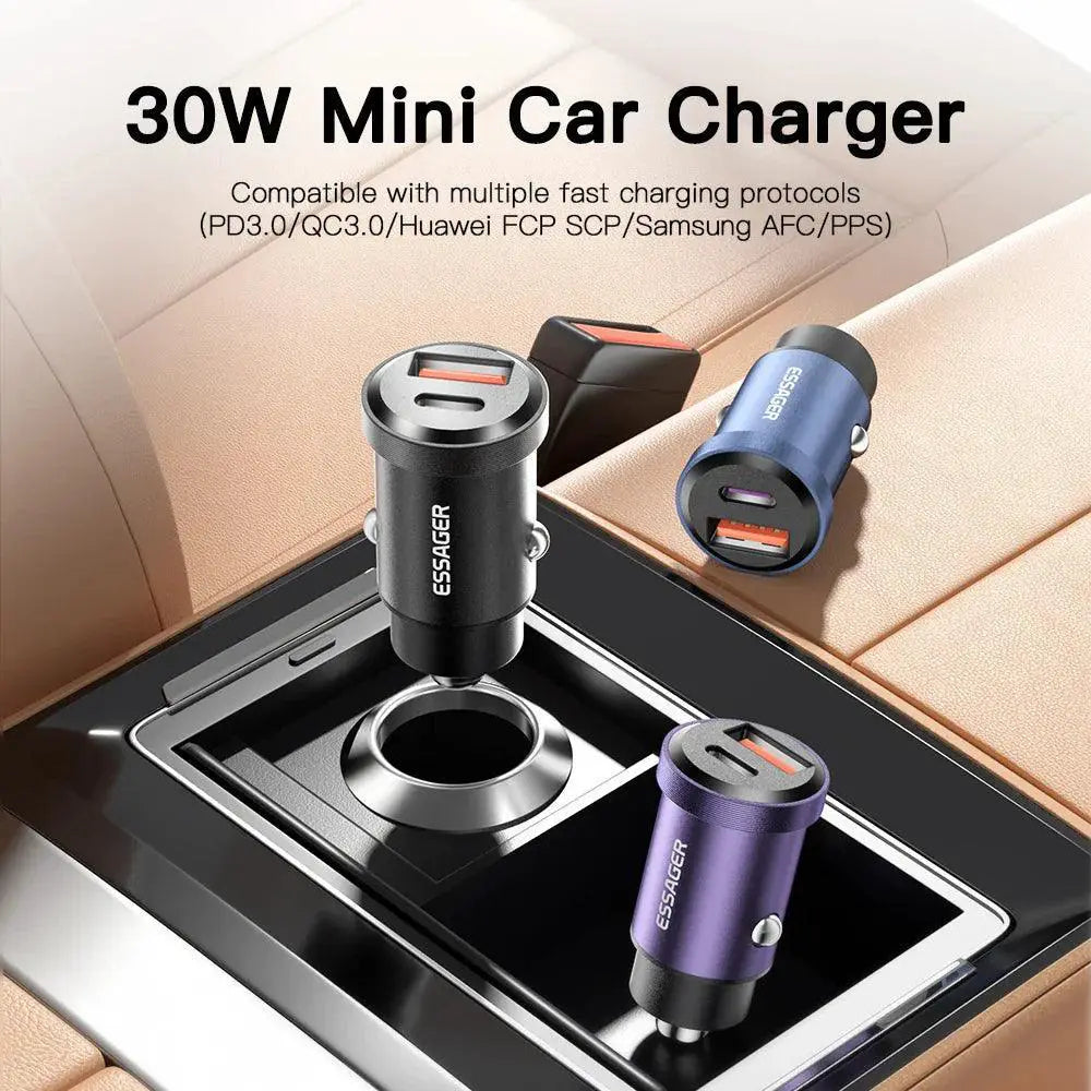 Essager 30W USB Car Charger Fast Charge for iPhone Samsung