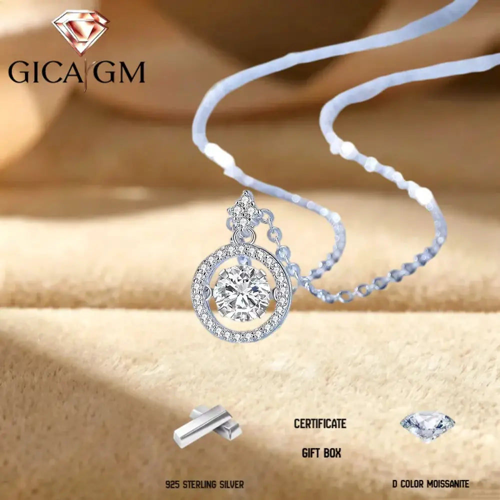 1.0-Carat D VVS1 Moissanite Pendant Necklace, Adjustable 925 Sterling Silver Ideal Valentine's Day Gift for Women Mother's Day