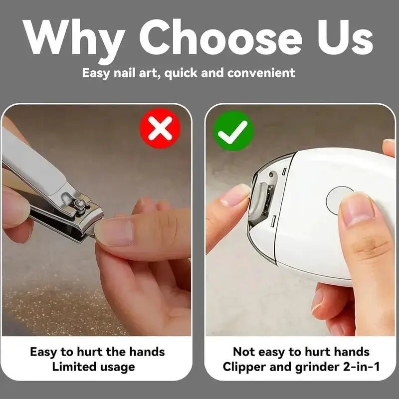 2 IN 1 Electric Nail Trimmer With LED Light Automatic Nail Grinder For Baby Adult Portable Mini Manicure Nail Care Tool