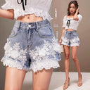 European Floral Embroidered Denim Shorts Chic High-Waist Summer