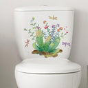 Green Plant Leaves Bathroom Wall Sticker Waterproof Floral Decor