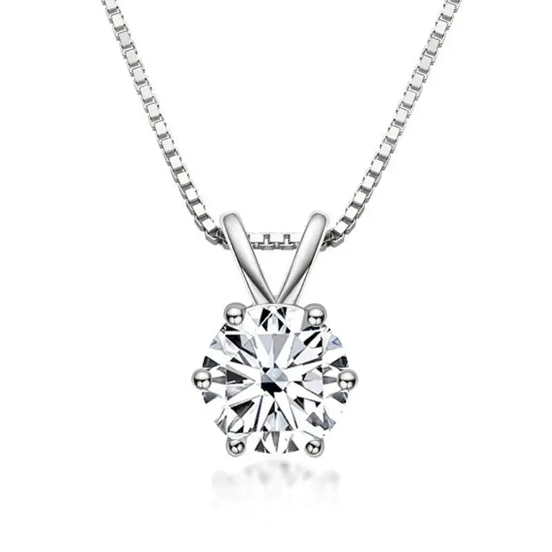 Moissanite Pendant Necklace in Sterling Silver Carat — product view 1