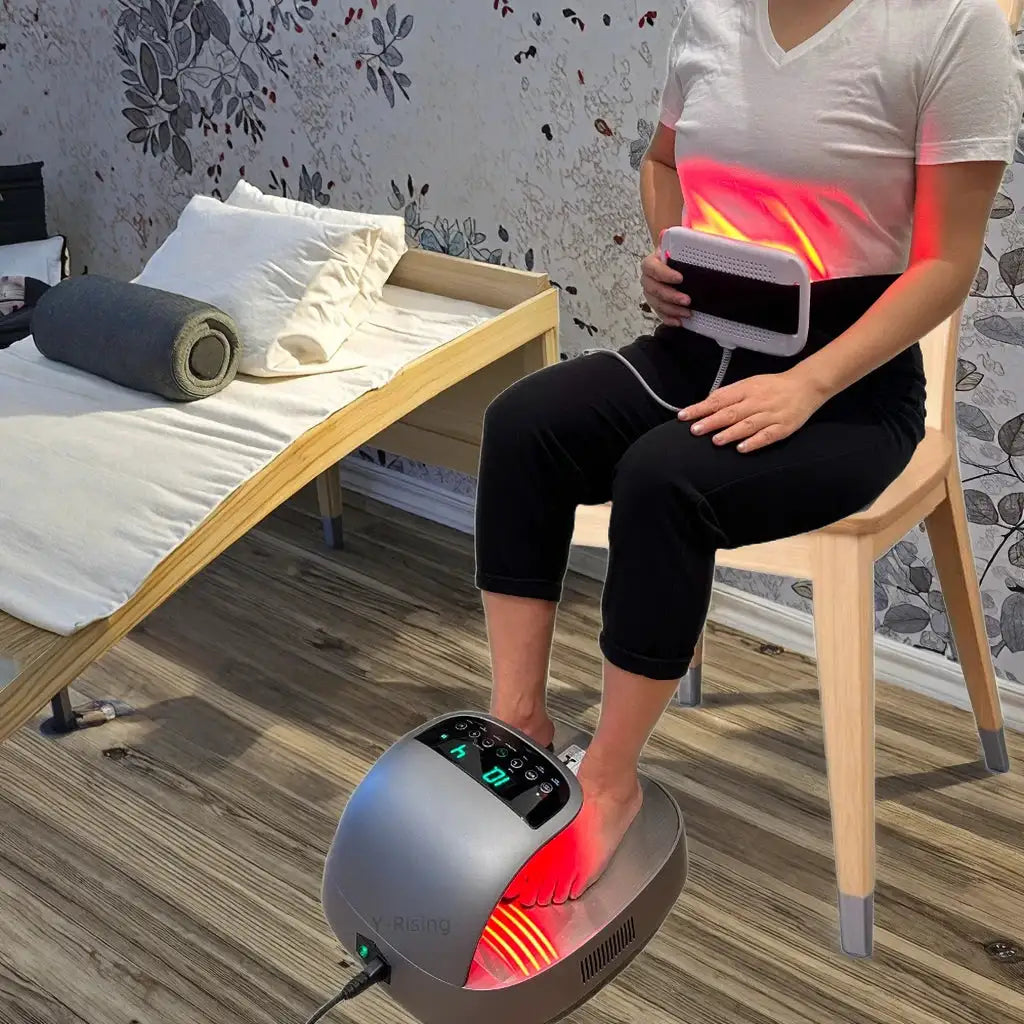 Wentun 1.0 Foot Spa 2-in-1 Foot Massage with Red Blue Light Display Stainless Steel Material Tera Hz IMD Screen for Elderly