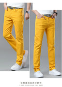 Four Season New Men's Yellow Jeans Fashion Business Casual