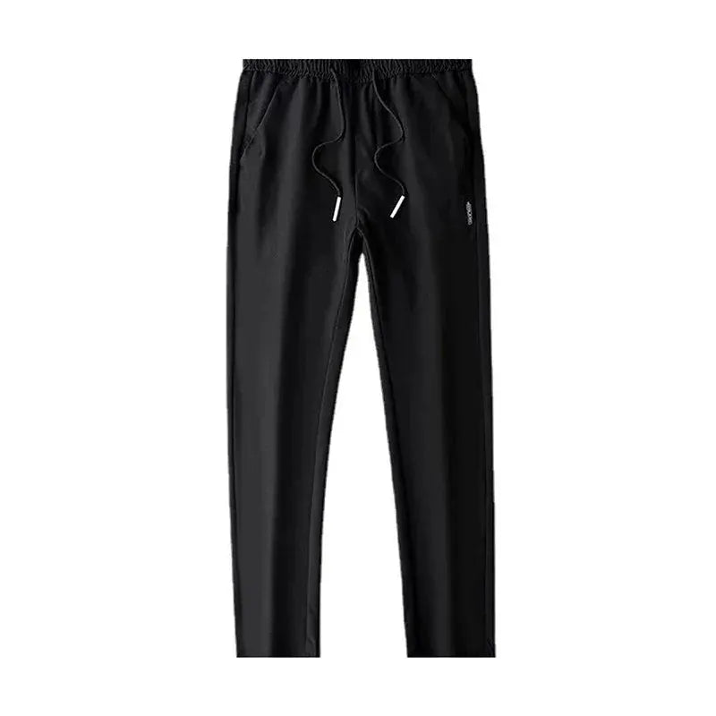 Ice Silk Mens Pants Summer New Black Gray Casual Wear