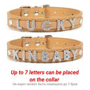 Leather Personalized Pet Collar with Rhinestone Letters for Dogs