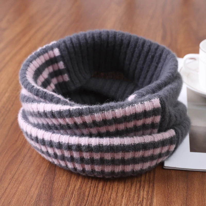 Striped Knit Winter Scarf
