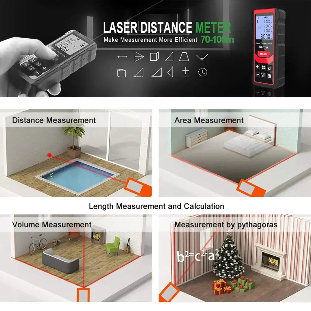 Noyafa NF-271 Laser Distance Meter Digital Ruler Test Tool 40M 80M Rangefinder Tape Measure Device for Home Improvement