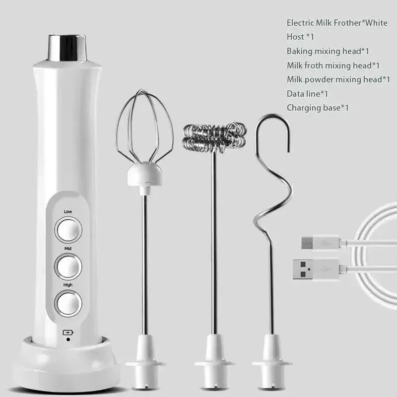 3 In 1 Electric Milk Frother Rechargeable Handheld Mixer