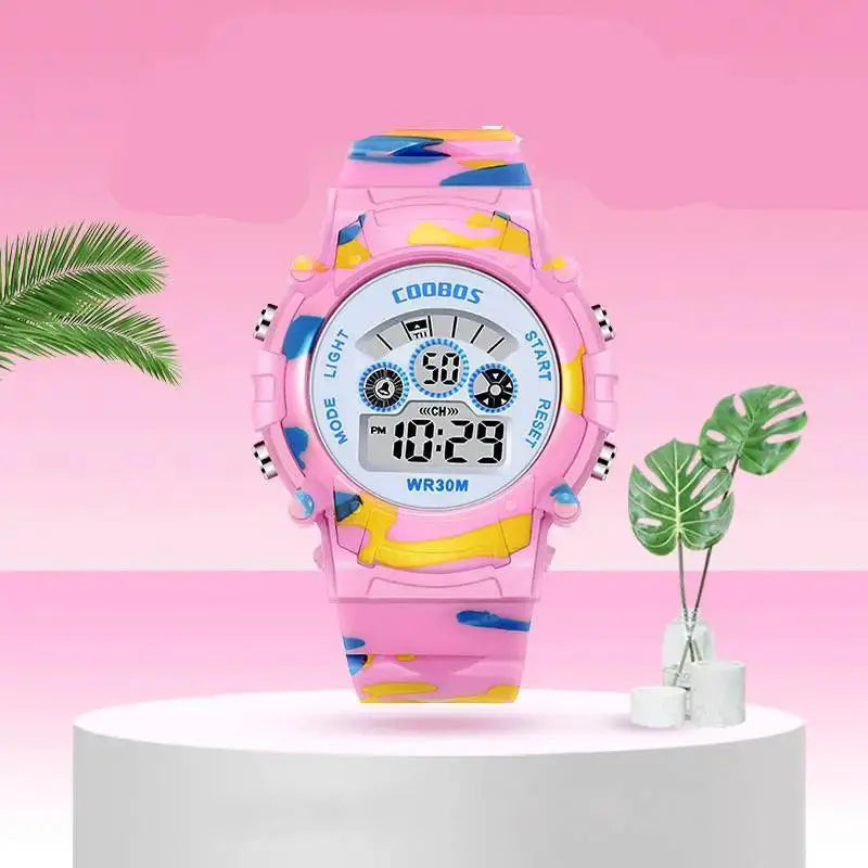 Kids LED Camo Alarm Watch Timepiece For Boys And Girls
