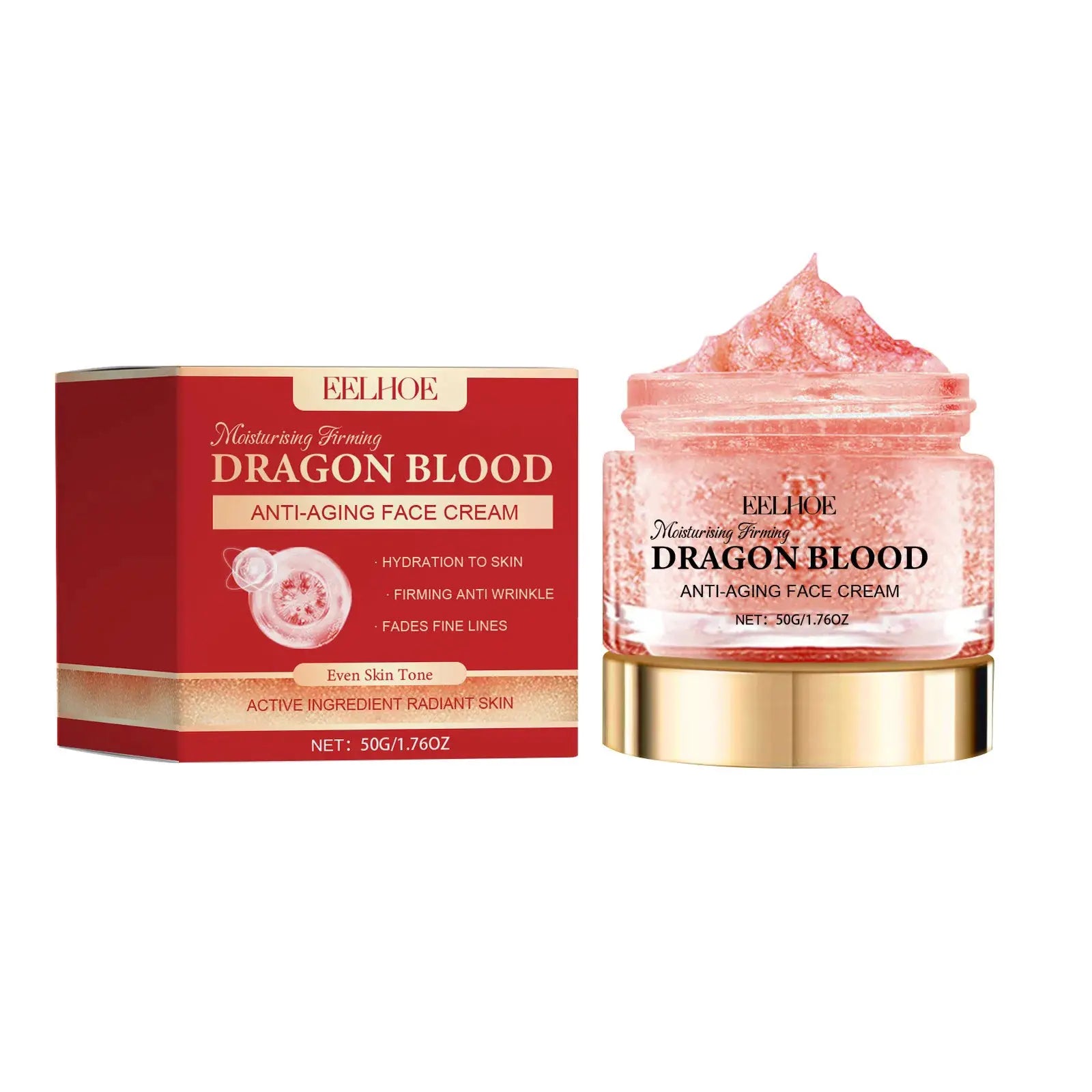 EELHOE Dragon Blood Face Cream Pore Shrinking Facial Rejuvenation Nourishing Hyaluronic Acid Moisturizing Face Brightening Cream