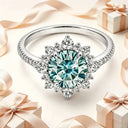 Sterling Silver Sterling Blue Moissanite Band Ring