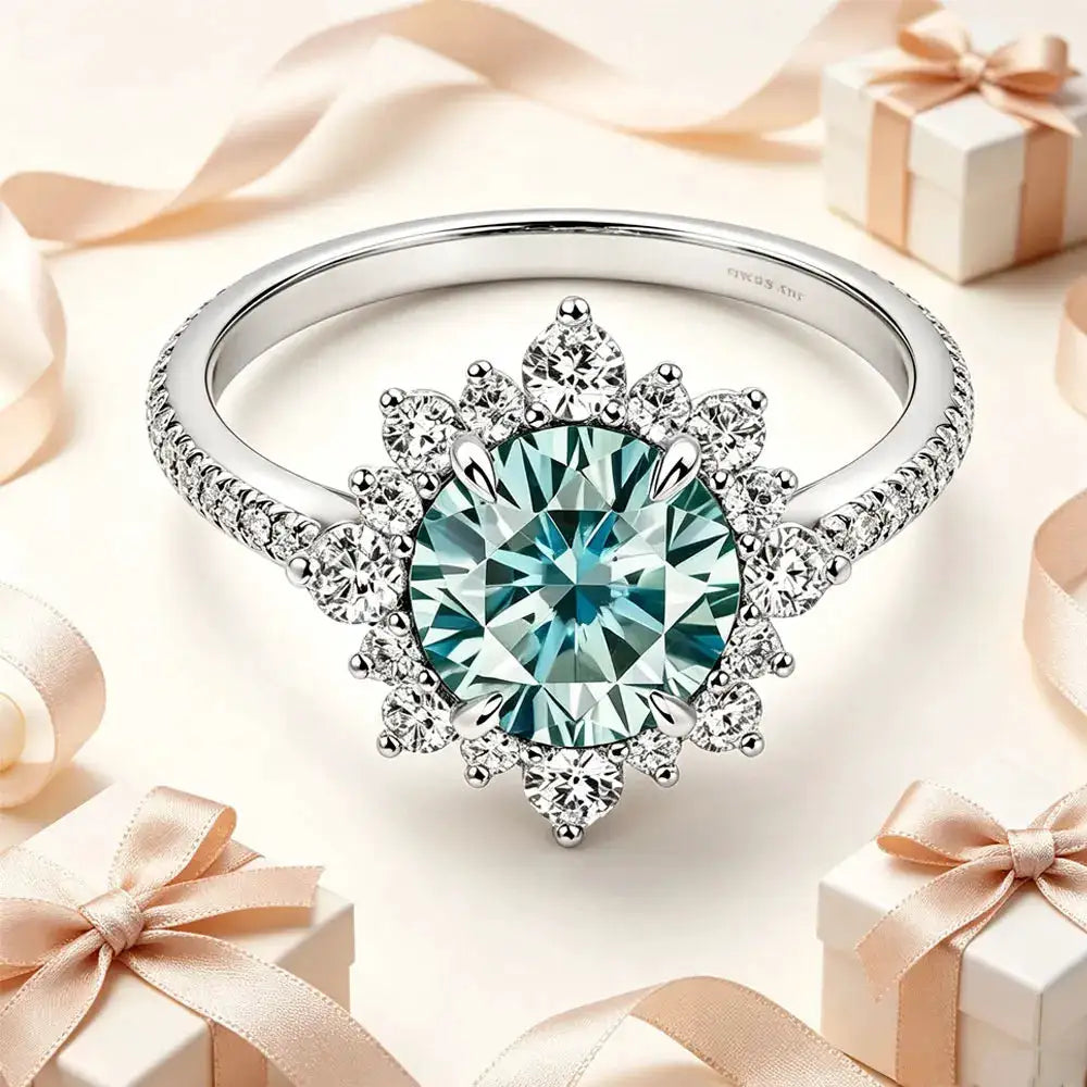 Sterling Silver Sterling Blue Moissanite Band Ring — product image 4