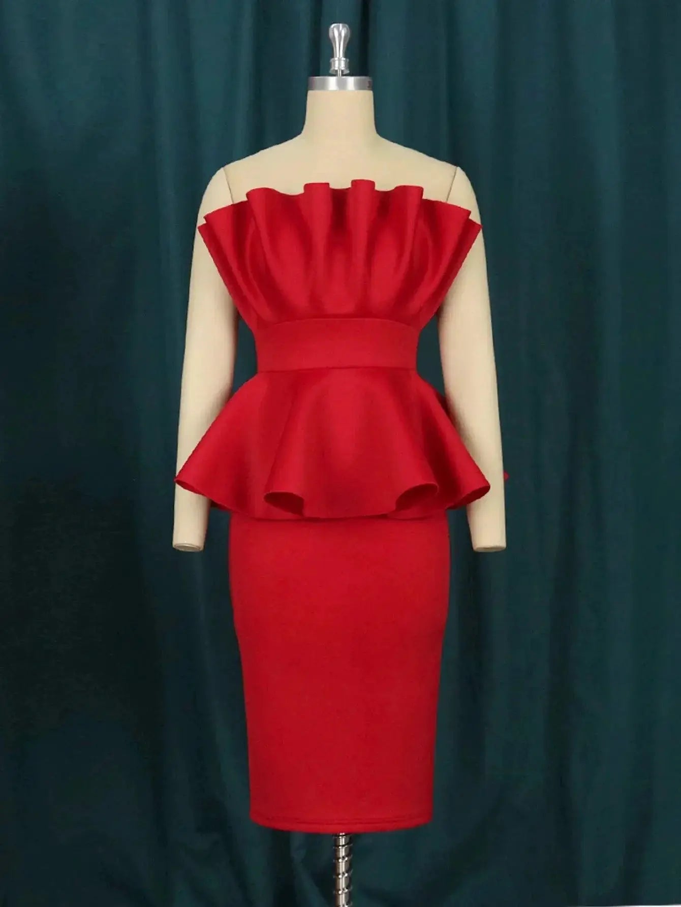 Scarlet Peplum Evening Gown Plus Size Tube Dress For Women