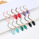 Oval Gemstone Earrings Natural Red Agate Amethyst Handmade Jewelry For Women