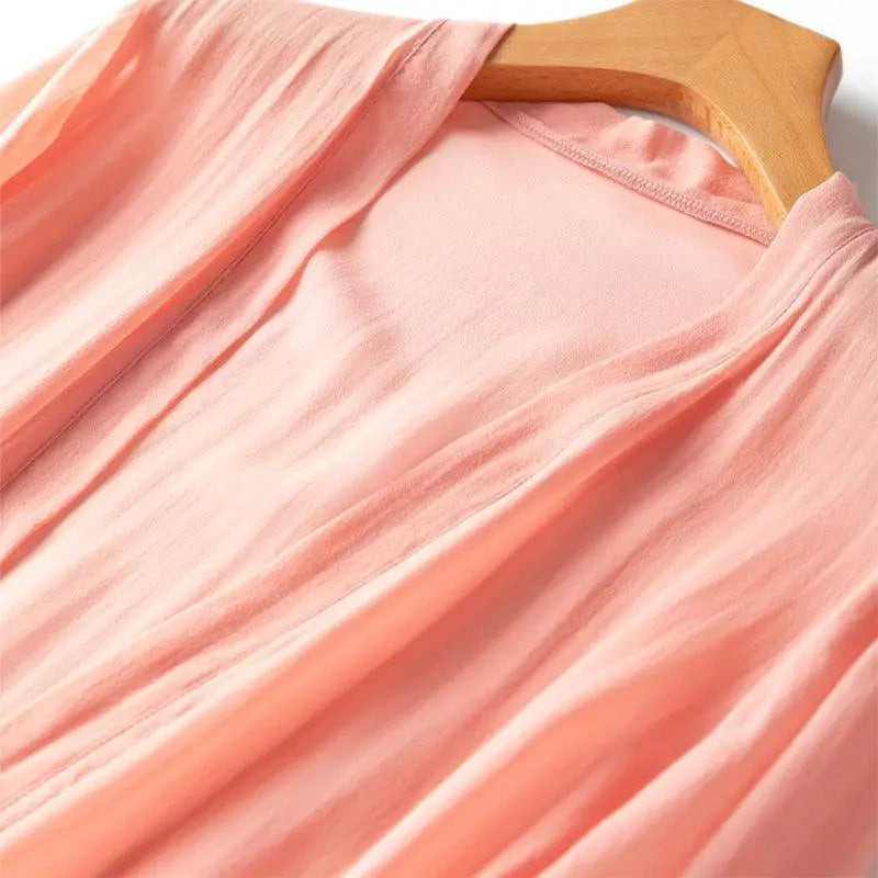 Women 100 Percent Natural Silk Long Top Kimono Cardigan