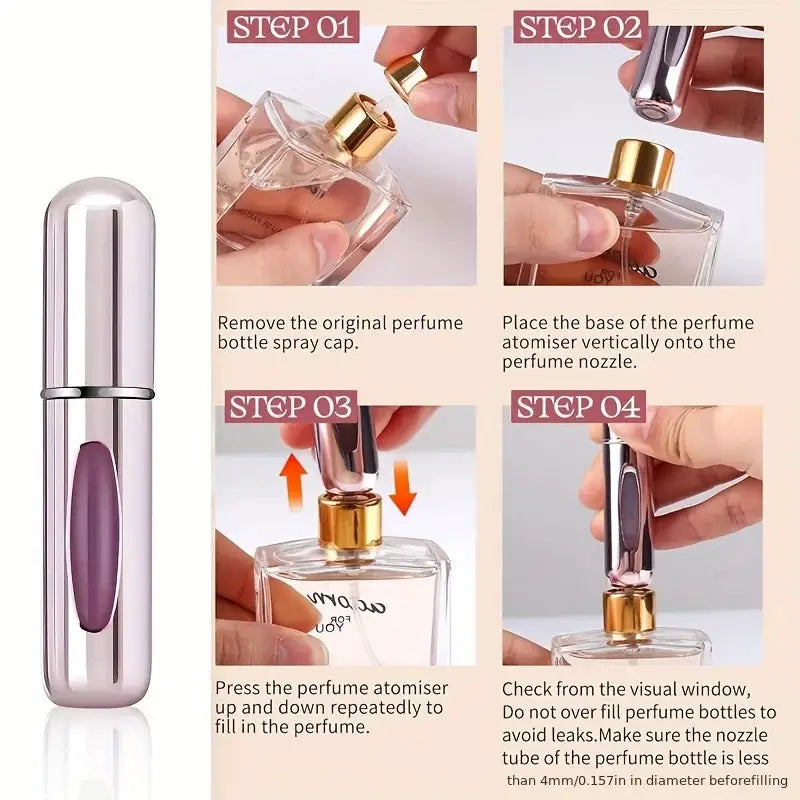 1/4Pcs 5ml Perfume Atomizer Portable Liquid Container for Cosmetics Traveling Mini Aluminum Spray Empty Refillable Bottle