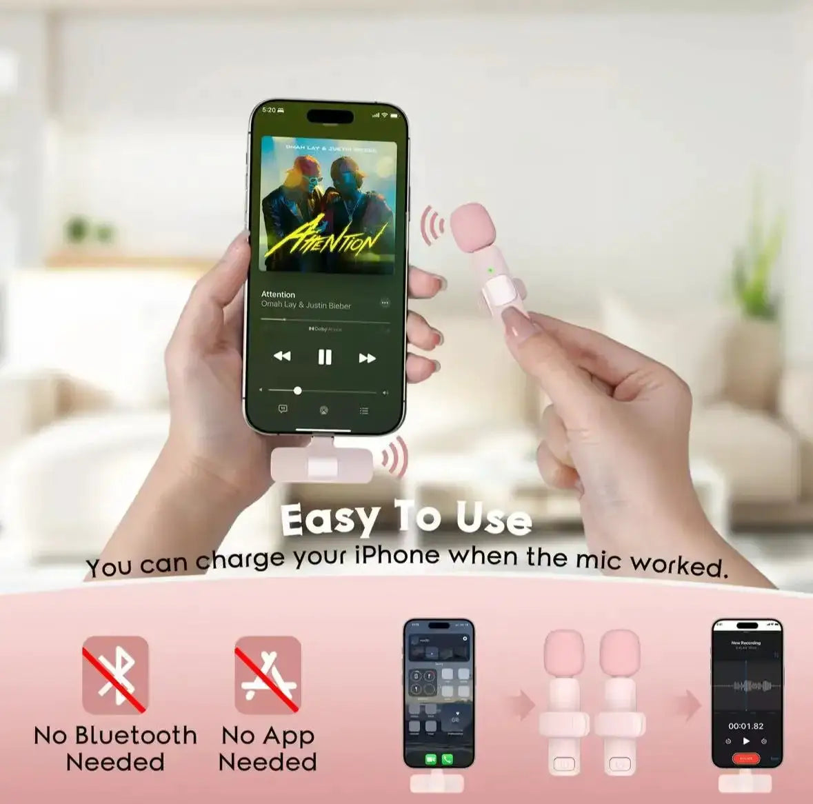 KEBIDU Wireless Lavalier Microphone Mini Noise Reduction Mic Professional Microphone For Video Recording Live Streaming Vlog