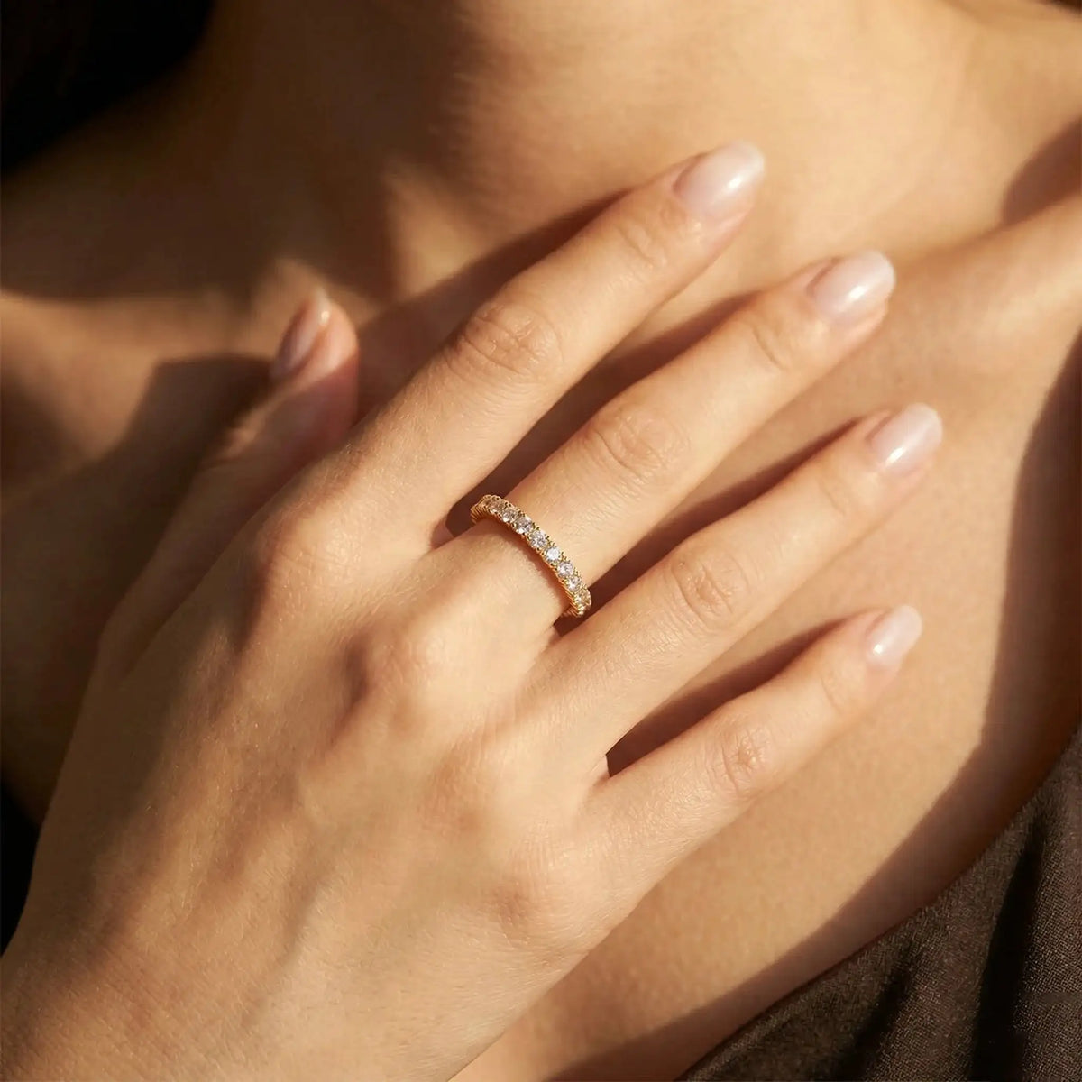 Moissanite Ring in Sterling Silver Eternity — product view 3