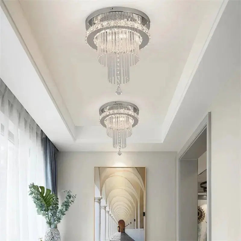 Crystal Chandelier Chrome LED Flush Mount Ceiling Light