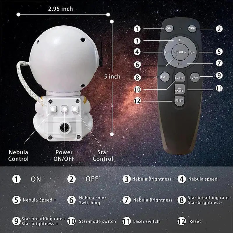 Astronaut Galaxy Projector LED Night Light For Bedroom