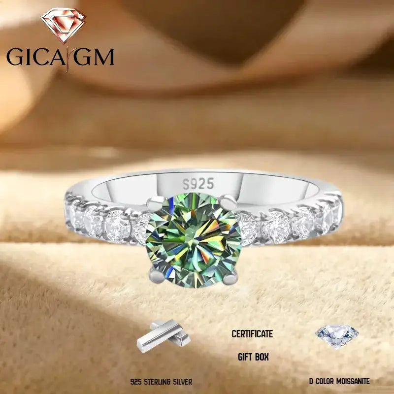 Moissanite Ring in Sterling Silver Suitable — product view 1