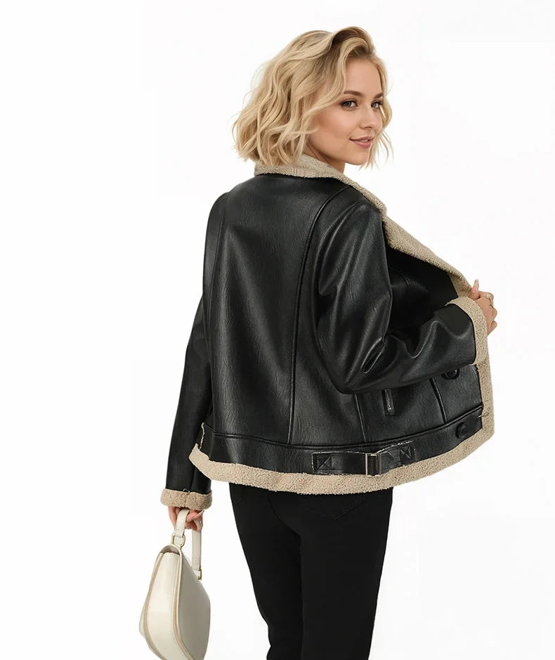 Fleece Lapel Faux Fur Coat