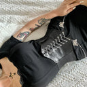 Butterfly Chain Corset Wide Belts PU Leather Slimming Girdle