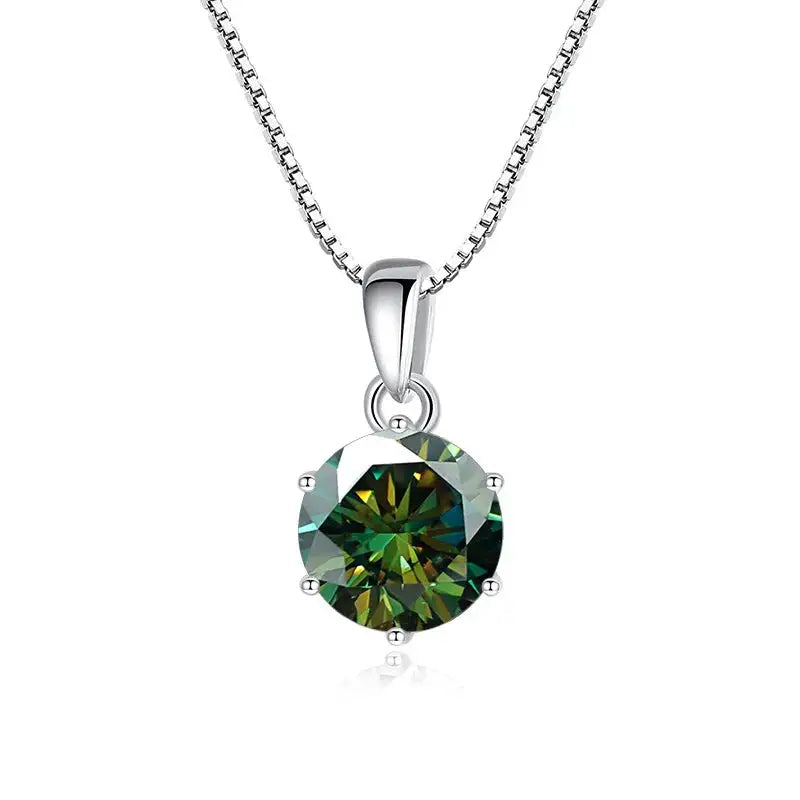 Necklace in Sterling Silver — Moissanite Pendant — product view 1