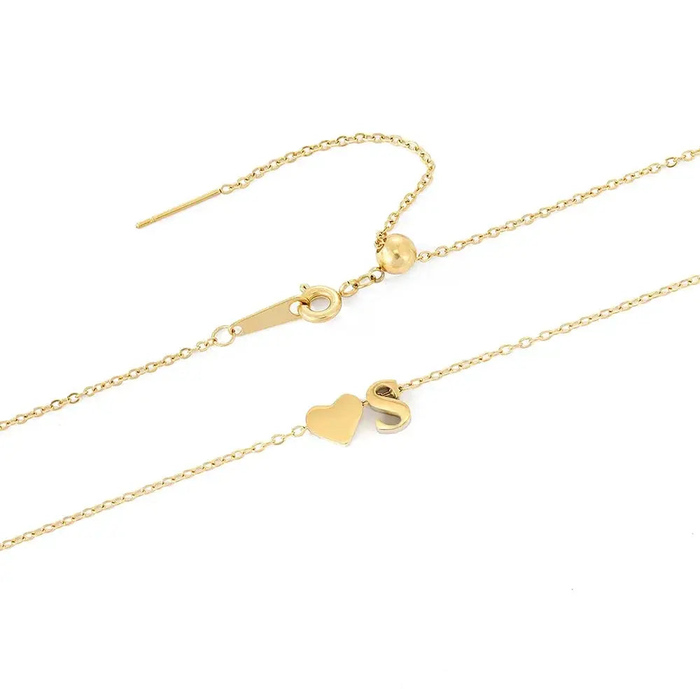 Emanco 6mm Heart Dainty Initial DIY Necklace Gold Color