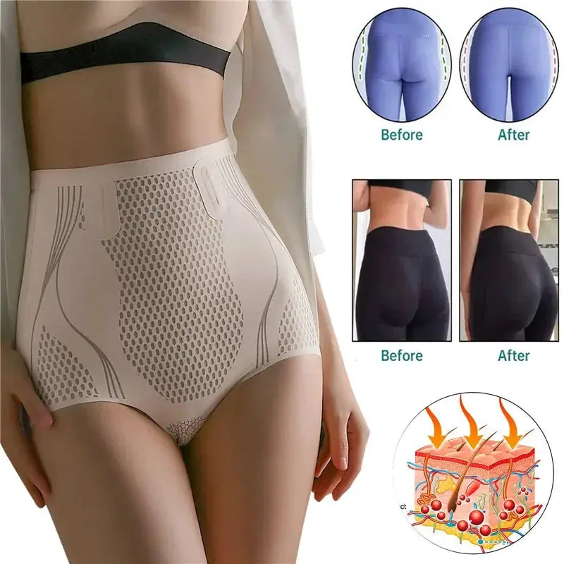 High Waisted Ice Silk Body Shaper Briefs For Comfort