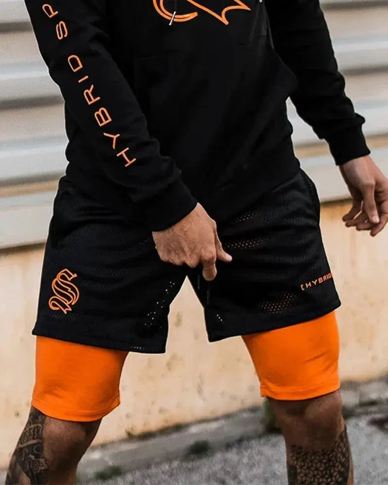 Men's Camouflage 2 In 1 Compression Shorts Running Basketball