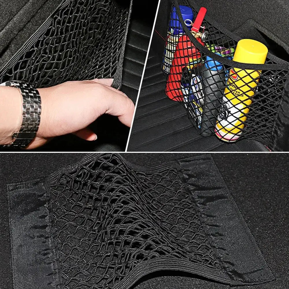 Car Back Seat Mesh Storage Net Organizer With Elastic Straps - OurLum.com