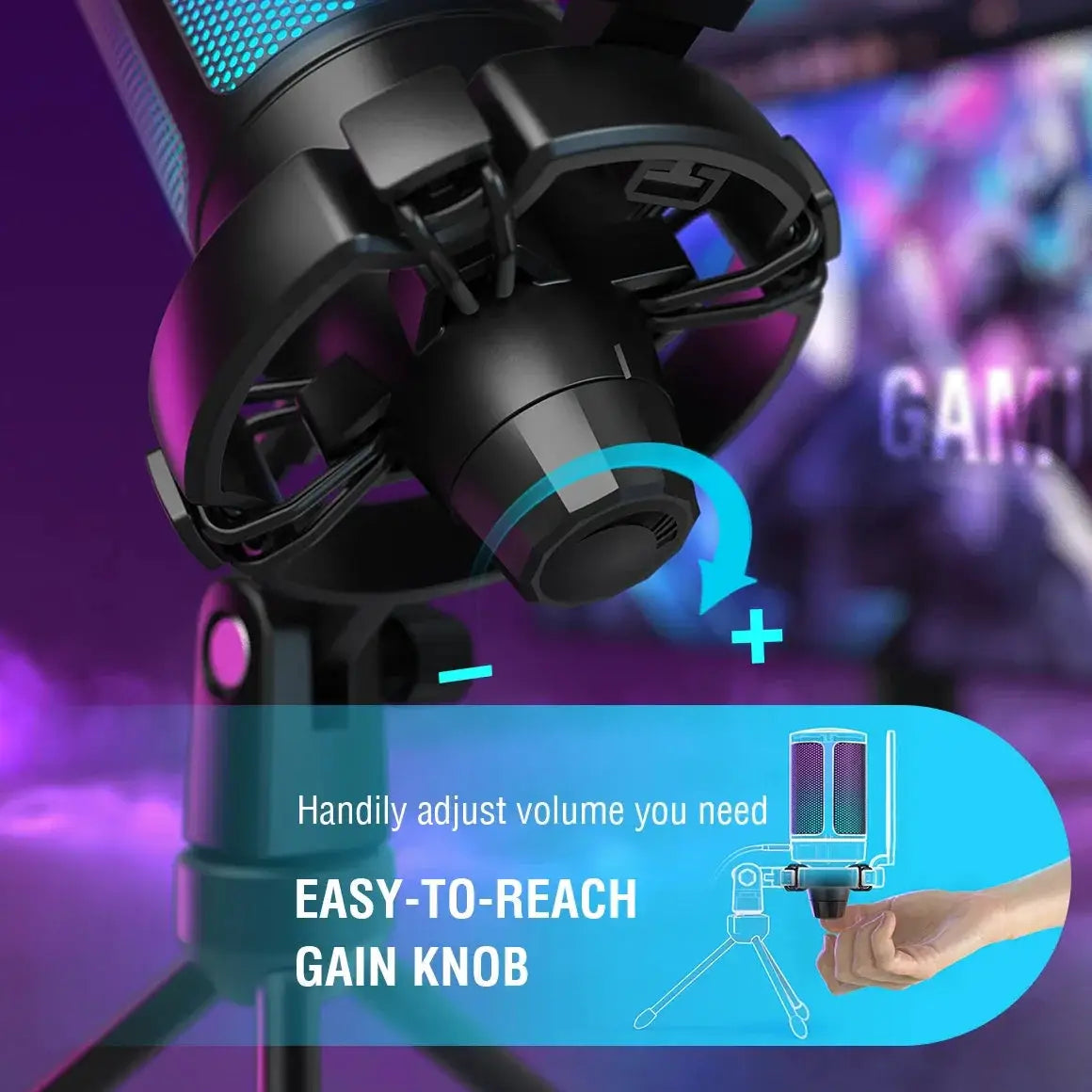 A6V USB Gaming Microphone With Pop Filter And Shock Mount