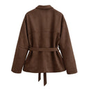 Belted Lapel Winter Shirt Jacket