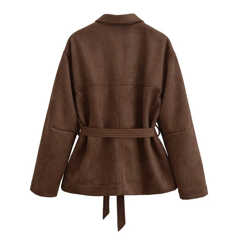 Belted Lapel Winter Shirt Jacket