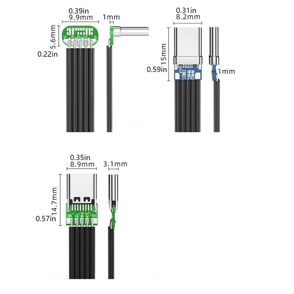 Flexible Flat Silicone USB C to USB C Cable Left/Right Angled for Camera Phones 65W Fast Charging 2.0 Data Transfer Data Cables