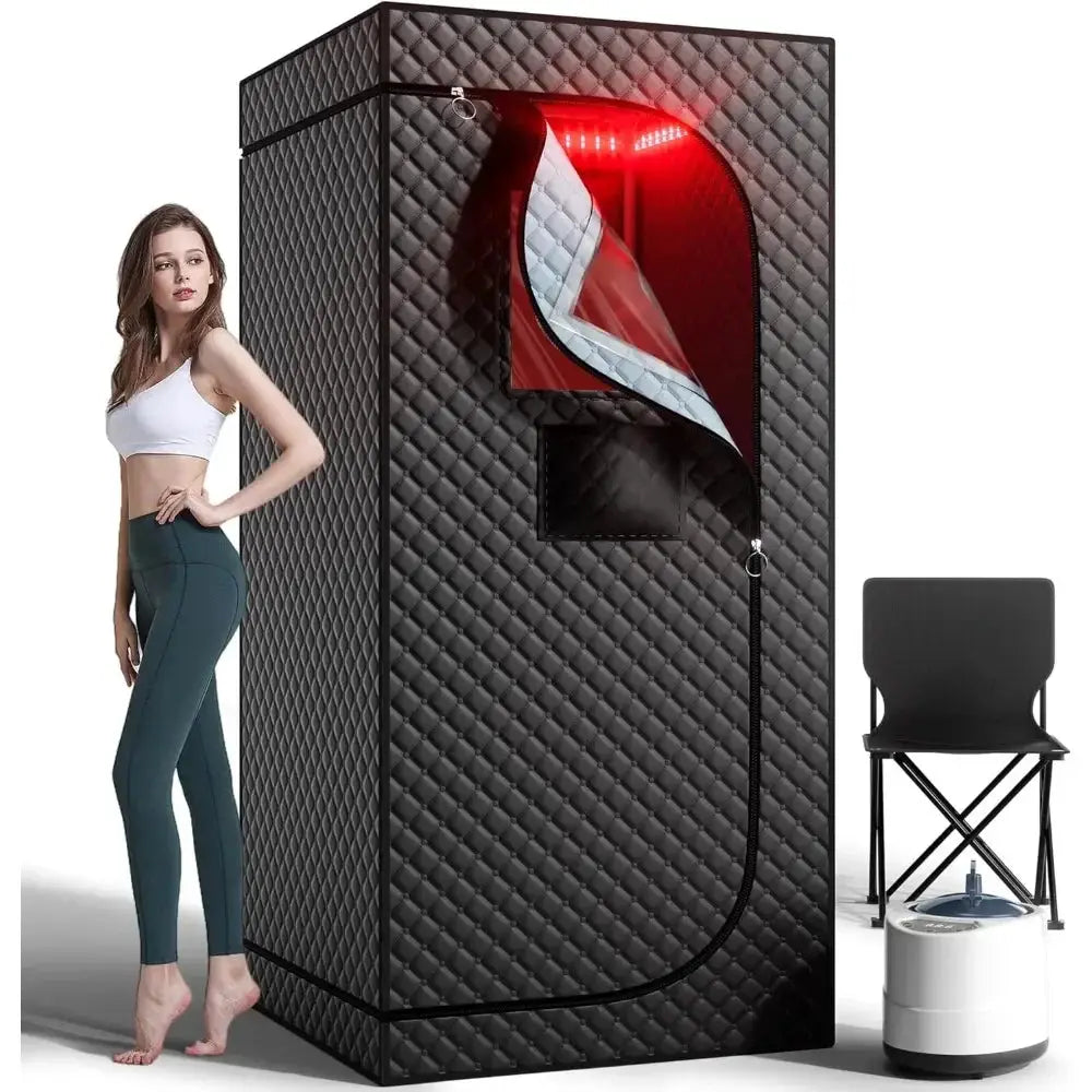 Portable Infrared Steam Sauna With Red Light Therapy Lamp - OurLum.com