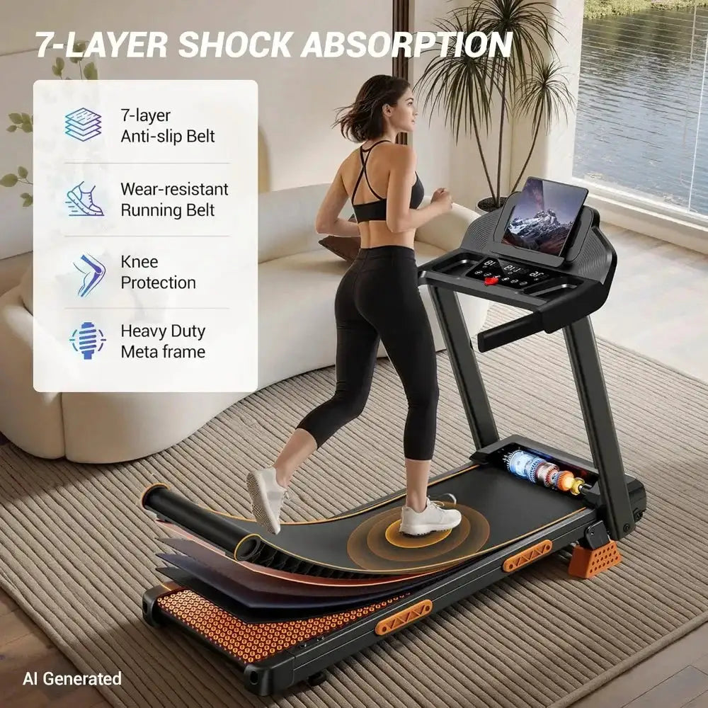 Compact Incline Treadmill with 3 LED Display, Foldable Walking Pad and 400LBS Capacity