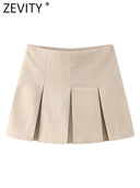 ZEVITY High Waist Pleated Culottes Shorts Chic Summer Style