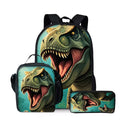 New Dinosaur Pattern Three Piece Set Backpacks for Boy and Girls Best Gifts 2D Flat Cartoon School Backpack for Children