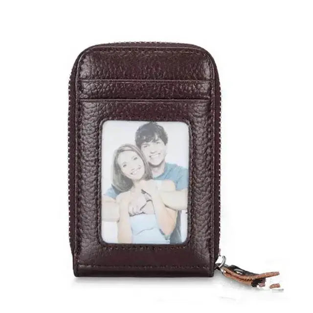 Mens Wallet Genuine PU Leather RFID Blocking Zipper Pocket