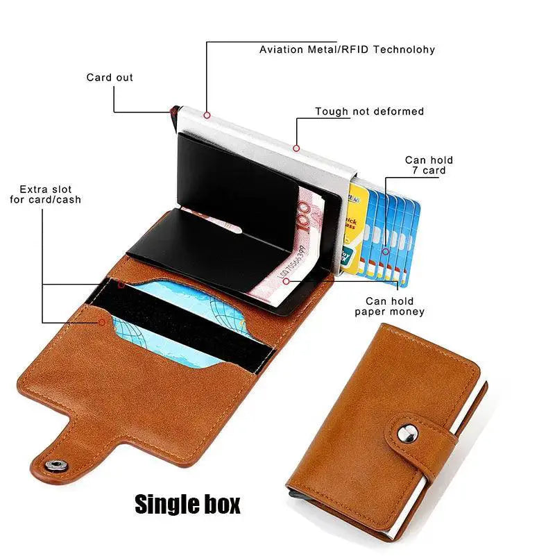 RFID Leather Wallet Card Holder With Secure Features